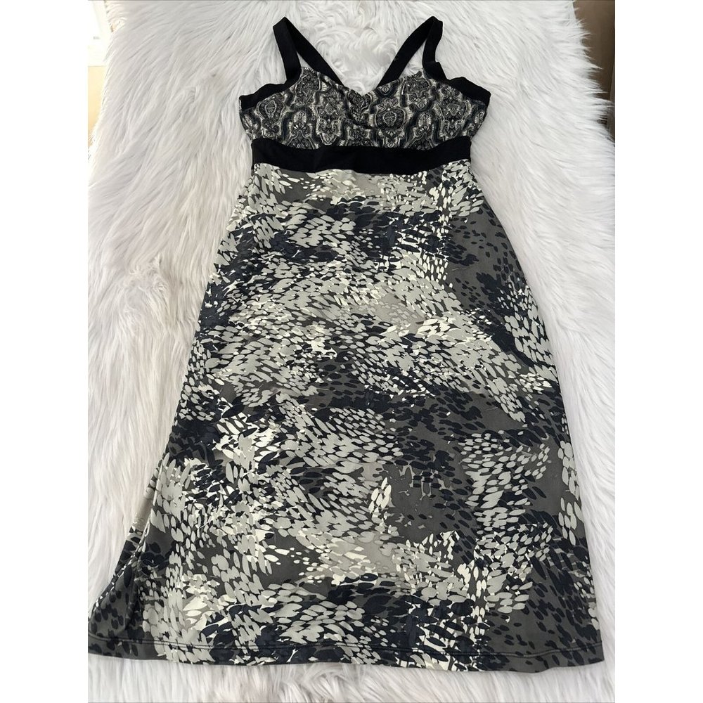 Prana womens gray geo strappy hiking dress S built in bra stretch